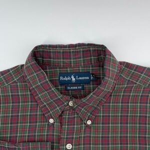 Ralph Lauren Men’s XL Green & Red Plaid Button-Down Shirt